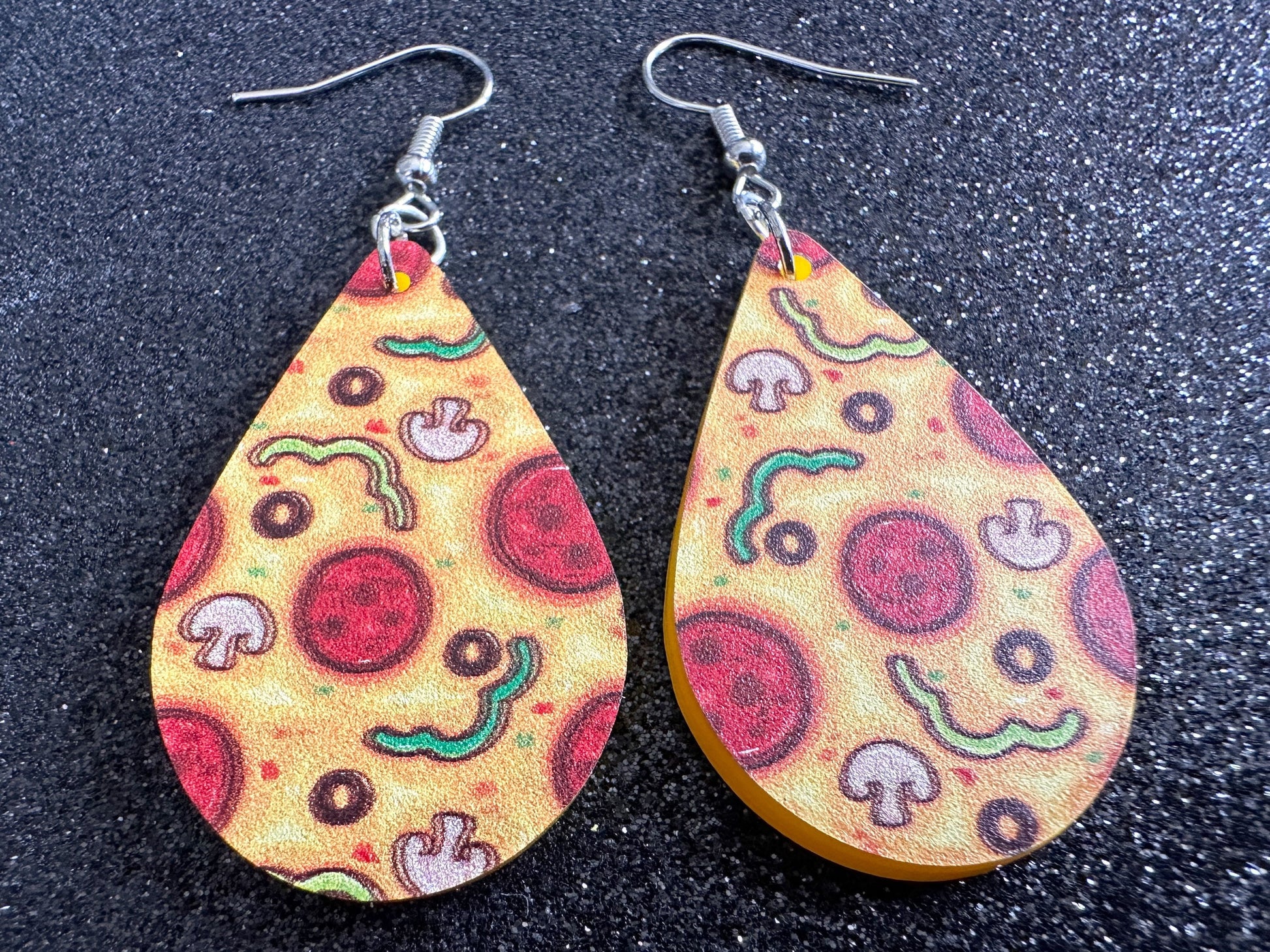Pizza Earrings: Laser Cut Acrylic Pizzas, Fast Food, Party, Junk Food Earrings, Comfort Food Earrings, Pepperoni, Gifts for Her/Him/Them