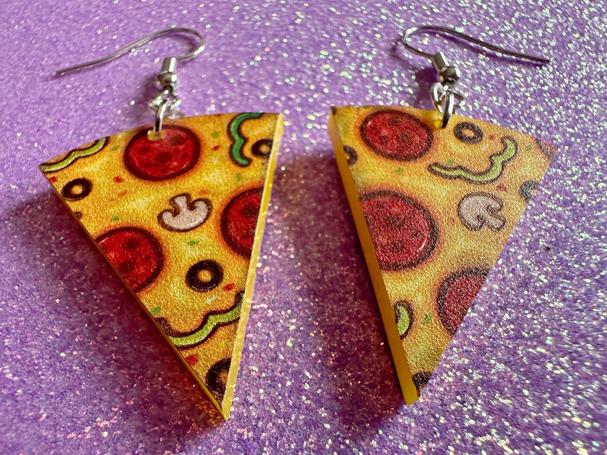 Pizza Earrings: Laser Cut Acrylic Pizzas, Fast Food, Party, Junk Food Earrings, Comfort Food Earrings, Pepperoni, Gifts for Her/Him/Them