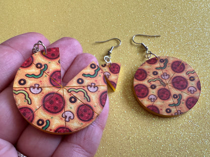 Pizza Earrings: Laser Cut Acrylic Pizzas, Fast Food, Party, Junk Food Earrings, Comfort Food Earrings, Pepperoni, Gifts for Her/Him/Them
