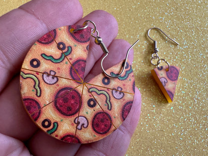 Pizza Earrings: Laser Cut Acrylic Pizzas, Fast Food, Party, Junk Food Earrings, Comfort Food Earrings, Pepperoni, Gifts for Her/Him/Them