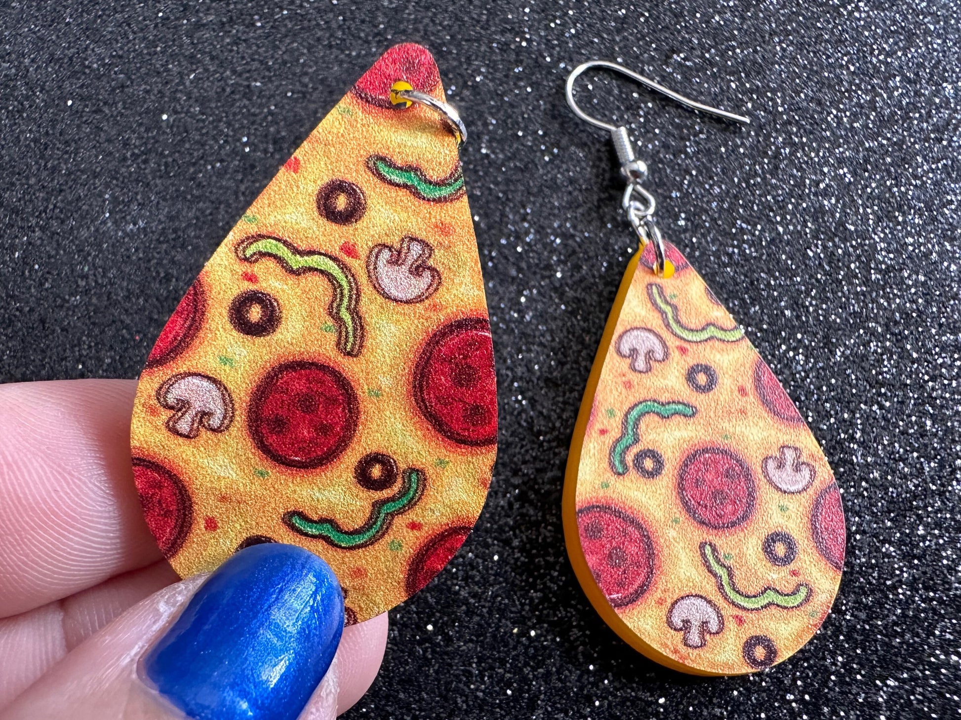 Pizza Earrings: Laser Cut Acrylic Pizzas, Fast Food, Party, Junk Food Earrings, Comfort Food Earrings, Pepperoni, Gifts for Her/Him/Them