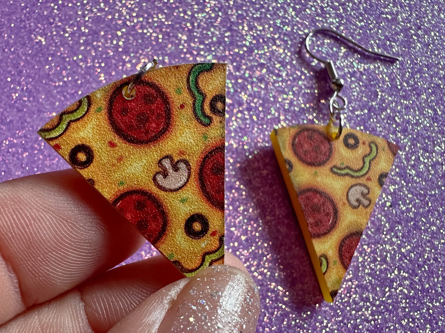 Pizza Earrings: Laser Cut Acrylic Pizzas, Fast Food, Party, Junk Food Earrings, Comfort Food Earrings, Pepperoni, Gifts for Her/Him/Them