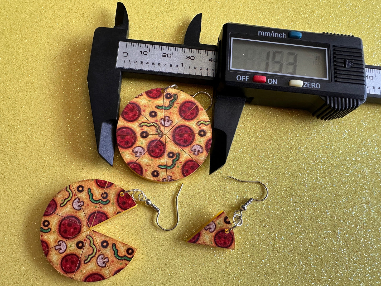 Pizza Earrings: Laser Cut Acrylic Pizzas, Fast Food, Party, Junk Food Earrings, Comfort Food Earrings, Pepperoni, Gifts for Her/Him/Them