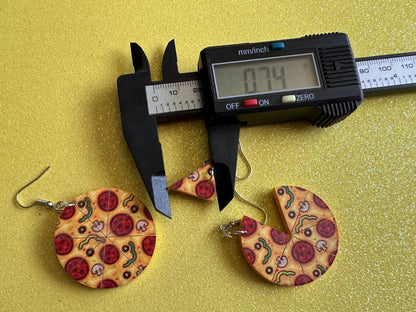 Pizza Earrings: Laser Cut Acrylic Pizzas, Fast Food, Party, Junk Food Earrings, Comfort Food Earrings, Pepperoni, Gifts for Her/Him/Them
