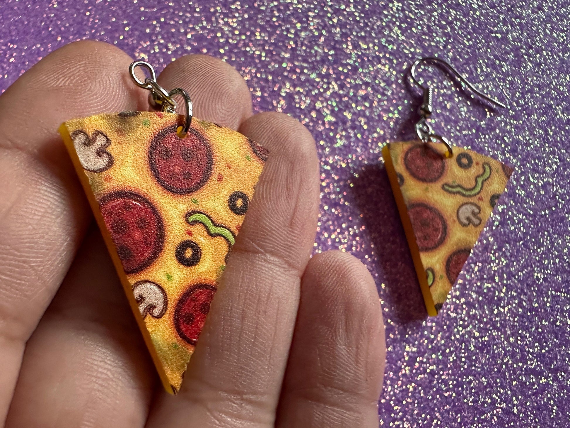Pizza Earrings: Laser Cut Acrylic Pizzas, Fast Food, Party, Junk Food Earrings, Comfort Food Earrings, Pepperoni, Gifts for Her/Him/Them