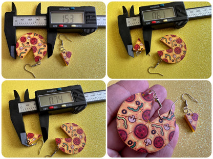 Pizza Earrings: Laser Cut Acrylic Pizzas, Fast Food, Party, Junk Food Earrings, Comfort Food Earrings, Pepperoni, Gifts for Her/Him/Them