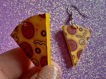 Pizza Earrings: Laser Cut Acrylic Pizzas, Fast Food, Party, Junk Food Earrings, Comfort Food Earrings, Pepperoni, Gifts for Her/Him/Them
