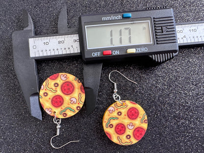 Pizza Earrings: Laser Cut Acrylic Pizzas, Fast Food, Party, Junk Food Earrings, Comfort Food Earrings, Pepperoni, Gifts for Her/Him/Them