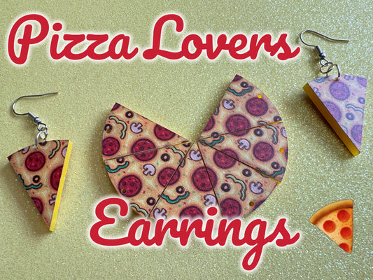 Pizza Slice Earrings: Laser Cut Acrylic, Fast Food, Party, Junk Food Earrings, Comfort Food Earrings, Pepperoni, Best Gifts for Her/Him/Them