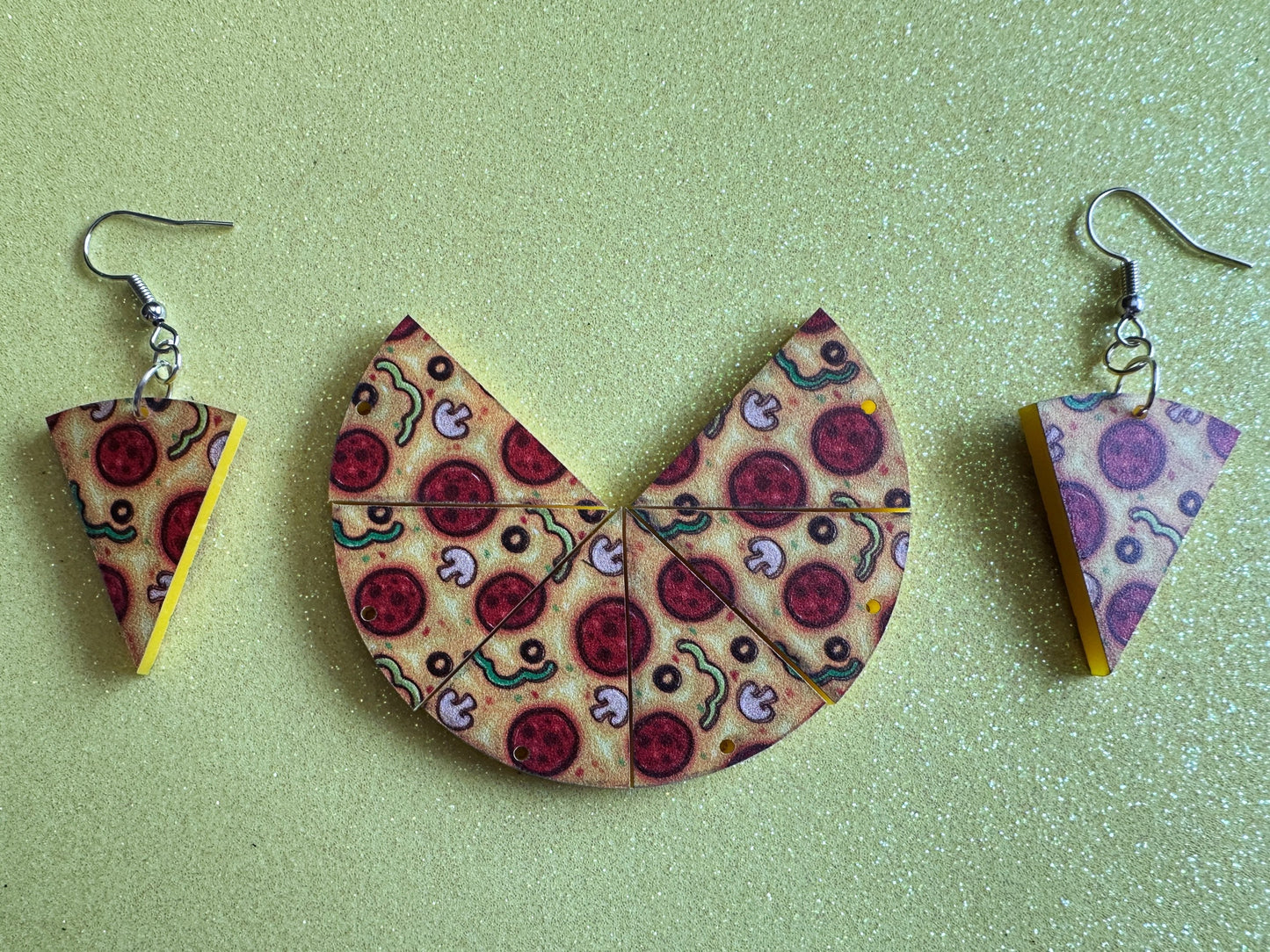 Pizza Slice Earrings: Laser Cut Acrylic, Fast Food, Party, Junk Food Earrings, Comfort Food Earrings, Pepperoni, Best Gifts for Her/Him/Them