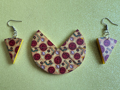 Pizza Slice Earrings: Laser Cut Acrylic, Fast Food, Party, Junk Food Earrings, Comfort Food Earrings, Pepperoni, Best Gifts for Her/Him/Them