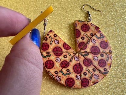 Pizza Slice Earrings: Laser Cut Acrylic, Fast Food, Party, Junk Food Earrings, Comfort Food Earrings, Pepperoni, Best Gifts for Her/Him/Them