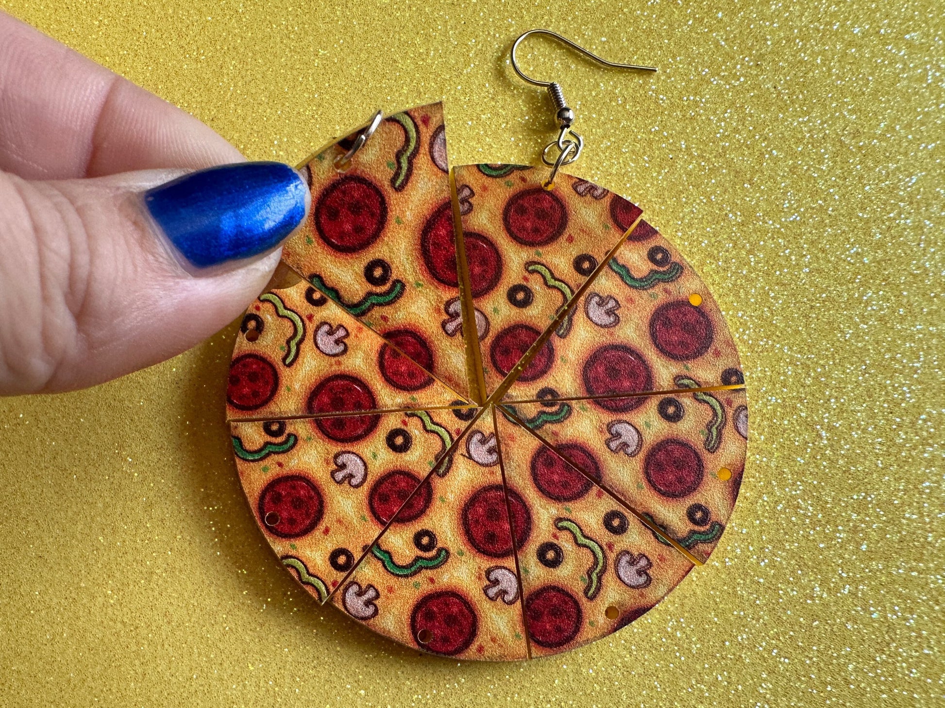 Pizza Slice Earrings: Laser Cut Acrylic, Fast Food, Party, Junk Food Earrings, Comfort Food Earrings, Pepperoni, Best Gifts for Her/Him/Them