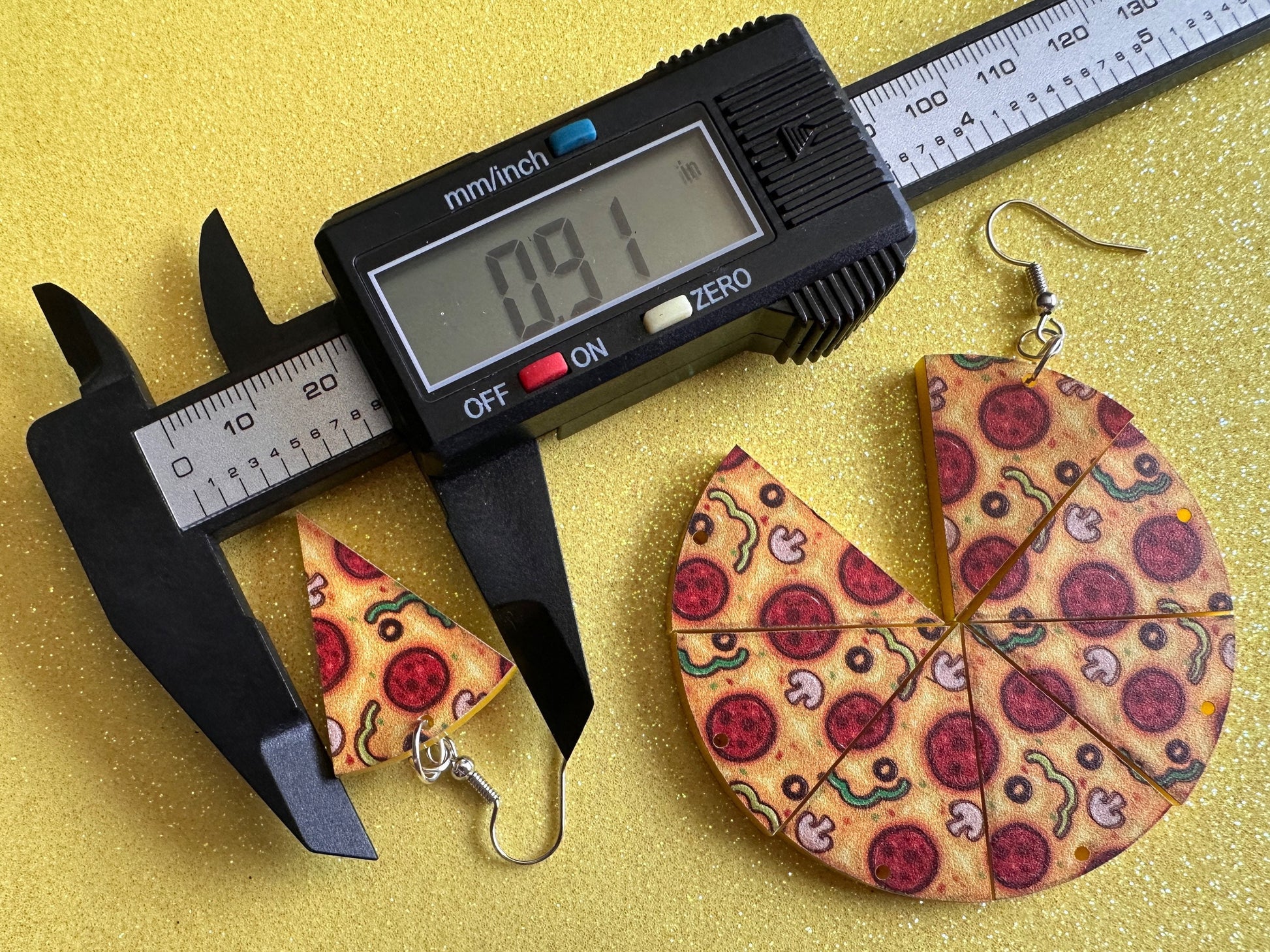 Pizza Slice Earrings: Laser Cut Acrylic, Fast Food, Party, Junk Food Earrings, Comfort Food Earrings, Pepperoni, Best Gifts for Her/Him/Them