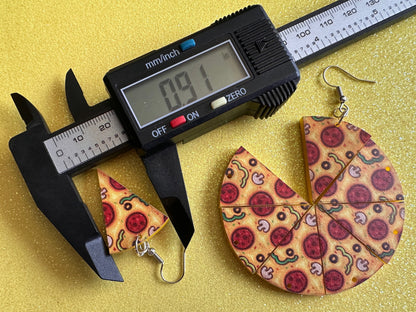 Pizza Slice Earrings: Laser Cut Acrylic, Fast Food, Party, Junk Food Earrings, Comfort Food Earrings, Pepperoni, Best Gifts for Her/Him/Them