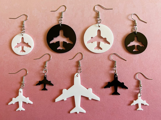 Plane Earrings: Laser Cut Acrylic Airplanes, Fly, Travel, Airport, Flying, Traveler, Explore, Best Gifts for Her/Him/Them