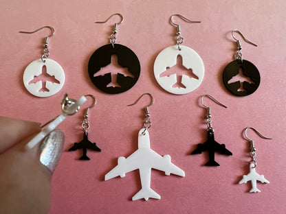 Plane Earrings: Laser Cut Acrylic Airplanes, Fly, Travel, Airport, Flying, Traveler, Explore, Best Gifts for Her/Him/Them