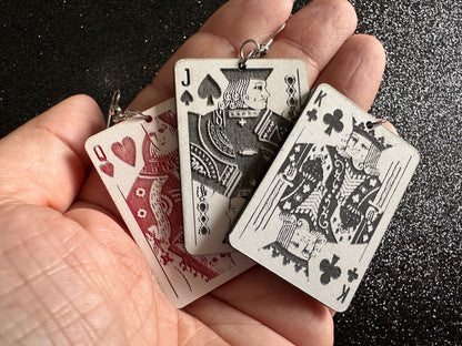 Playing Card Earrings: Laser Cut Acrylic Playing Cards, Hearts, Spades, Diamonds, Clubs, Game Night, Poker, Best Gifts for Her/Him/Them