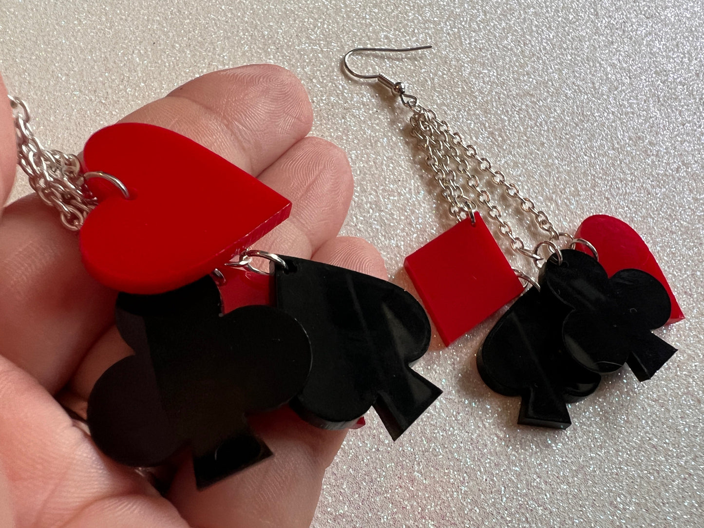 Playing Card Suit Earrings: Laser Cut Acrylic Heart, Diamond, Spades, Clubs, Game Night, Gamble, Poker, Casino, Best Gifts for Her/Him/Them