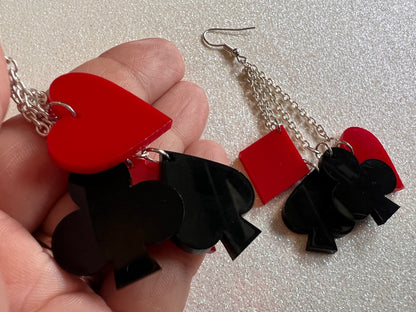 Playing Card Suit Earrings: Laser Cut Acrylic Heart, Diamond, Spades, Clubs, Game Night, Gamble, Poker, Casino, Best Gifts for Her/Him/Them