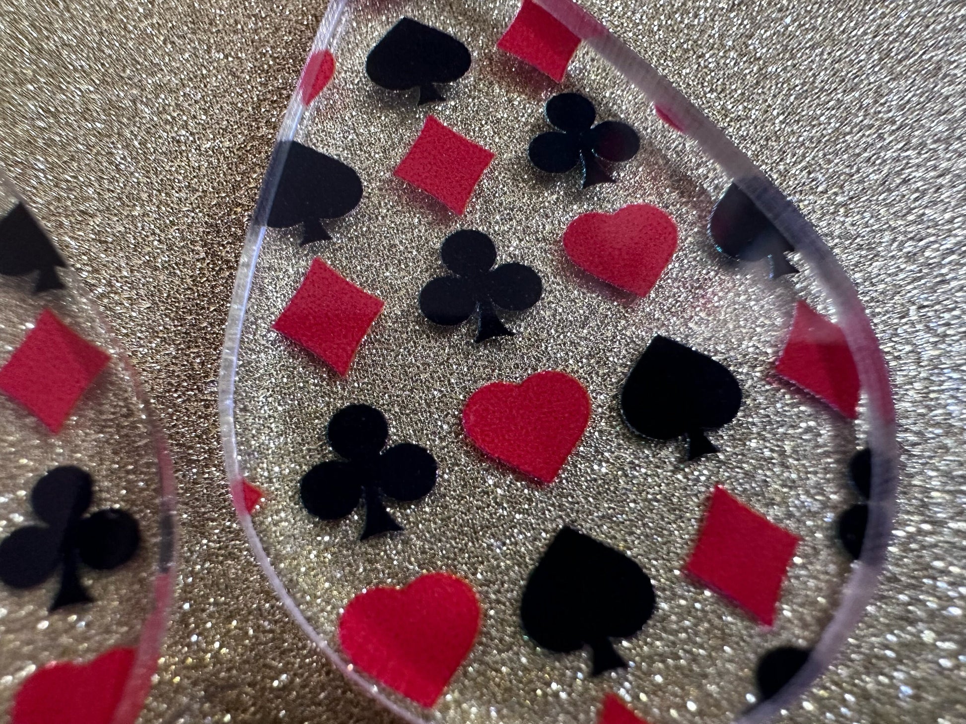 Playing Card Suit Earrings: Laser Cut Acrylic Heart, Diamond, Spades, Clubs, Game Night, Gamble, Poker, Casino, Best Gifts for Her/Him/Them