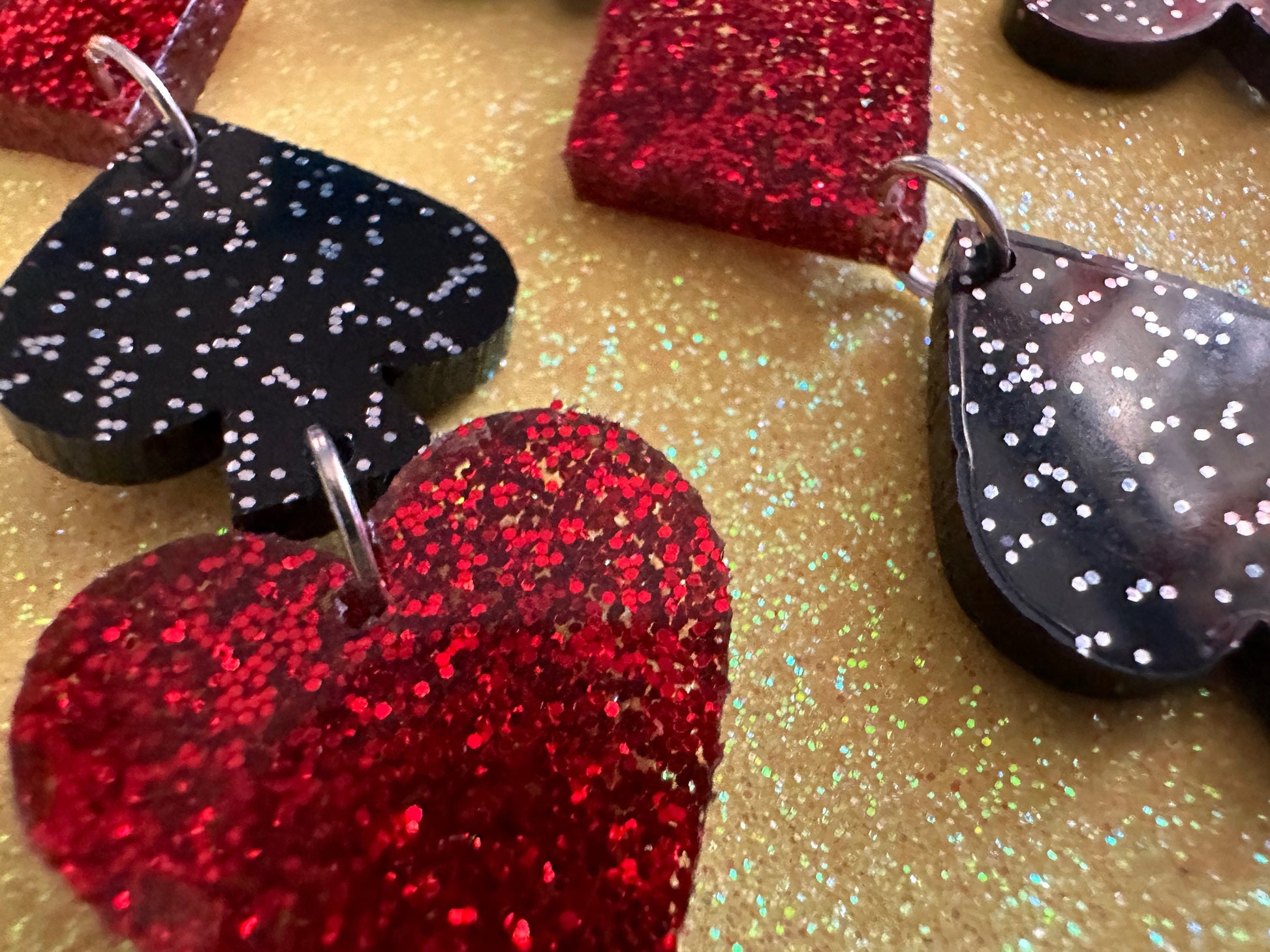 Playing Card Suit Earrings: Laser Cut Acrylic Heart, Diamond, Spades, Clubs, Game Night, Gamble, Poker, Casino, Best Gifts for Her/Him/Them