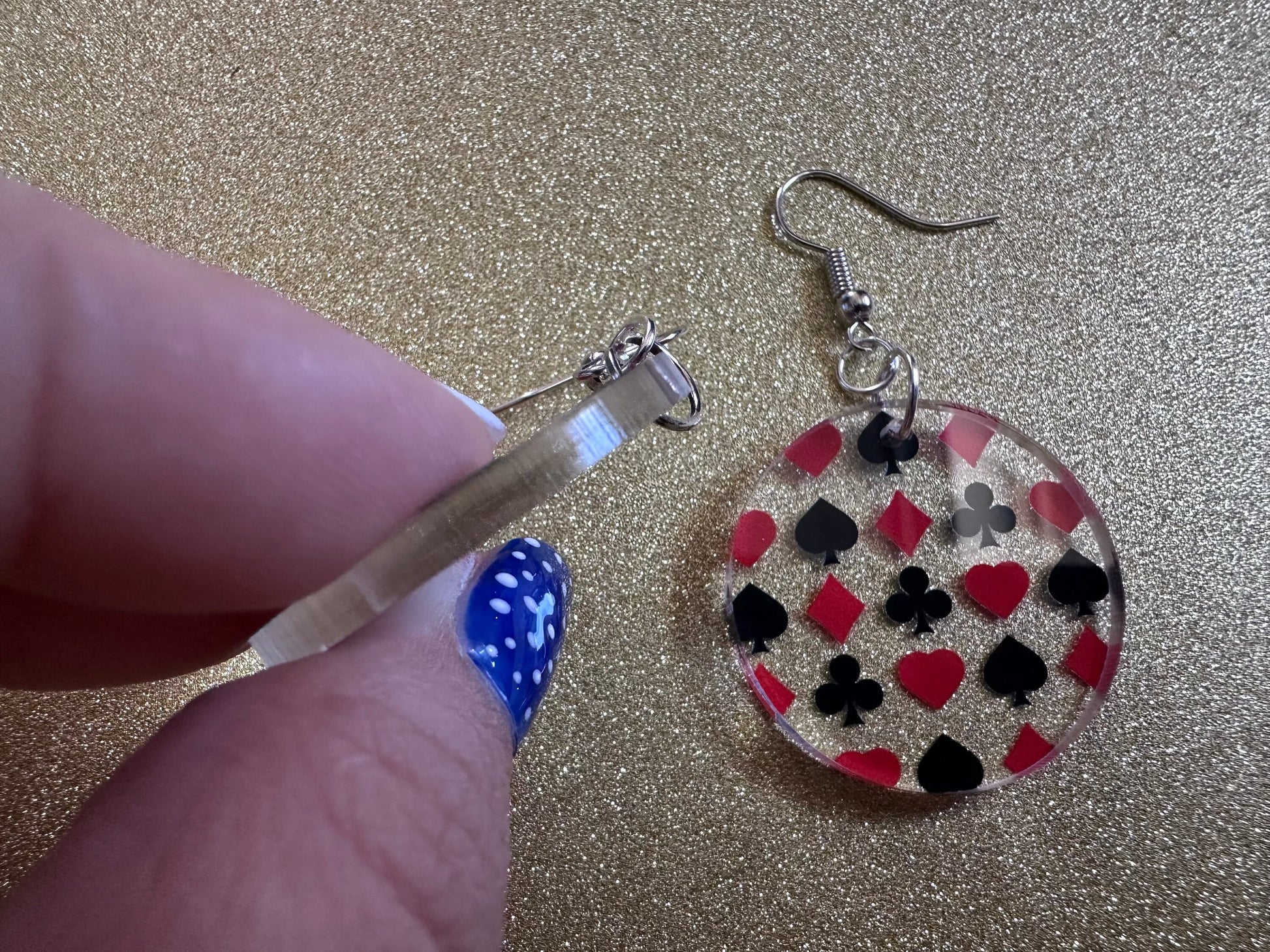 Playing Card Suit Earrings: Laser Cut Acrylic Heart, Diamond, Spades, Clubs, Game Night, Gamble, Poker, Casino, Best Gifts for Her/Him/Them