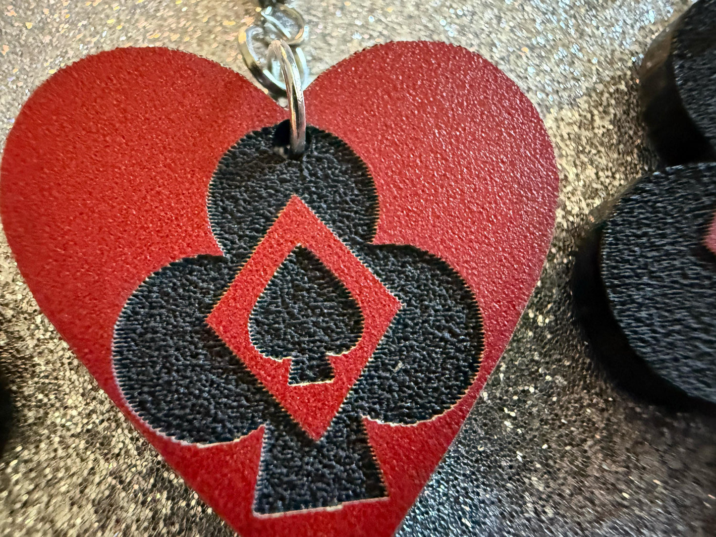 Playing Card Suit Earrings: Laser Cut Acrylic Heart, Diamond, Spades, Clubs, Game Night, Gamble, Poker, Casino, Best Gifts for Her/Him/Them