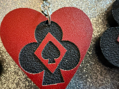 Playing Card Suit Earrings: Laser Cut Acrylic Heart, Diamond, Spades, Clubs, Game Night, Gamble, Poker, Casino, Best Gifts for Her/Him/Them