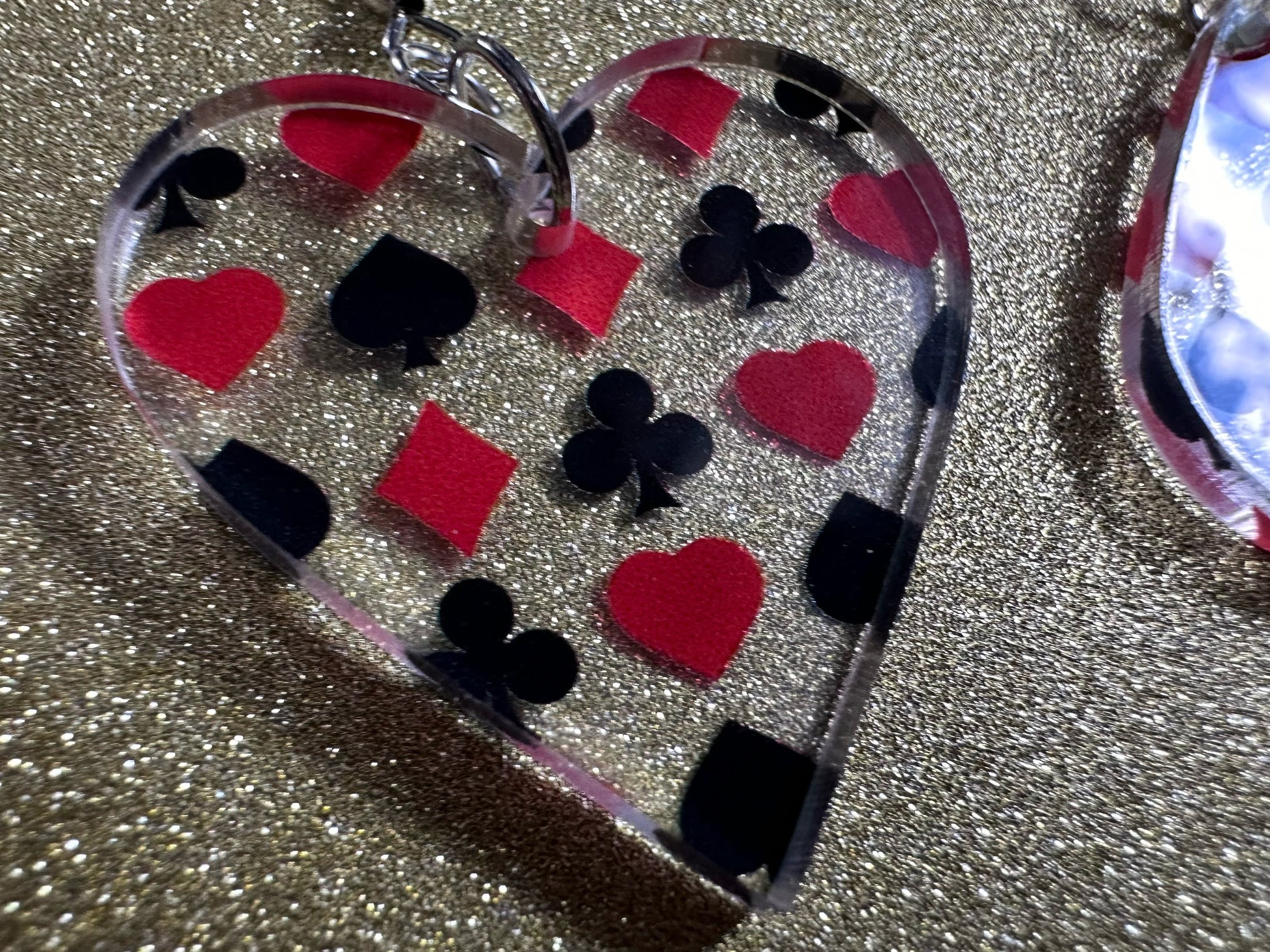 Playing Card Suit Earrings: Laser Cut Acrylic Heart, Diamond, Spades, Clubs, Game Night, Gamble, Poker, Casino, Best Gifts for Her/Him/Them