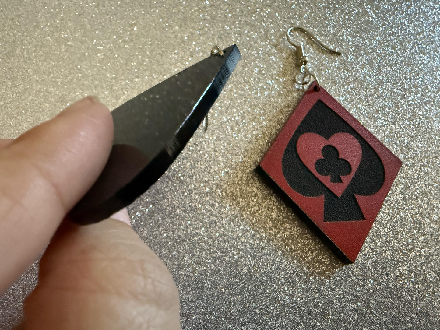 Playing Card Suit Earrings: Laser Cut Acrylic Heart, Diamond, Spades, Clubs, Game Night, Gamble, Poker, Casino, Best Gifts for Her/Him/Them