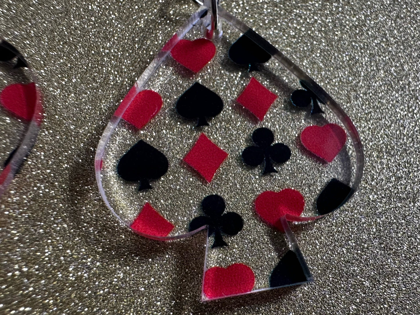 Playing Card Suit Earrings: Laser Cut Acrylic Heart, Diamond, Spades, Clubs, Game Night, Gamble, Poker, Casino, Best Gifts for Her/Him/Them