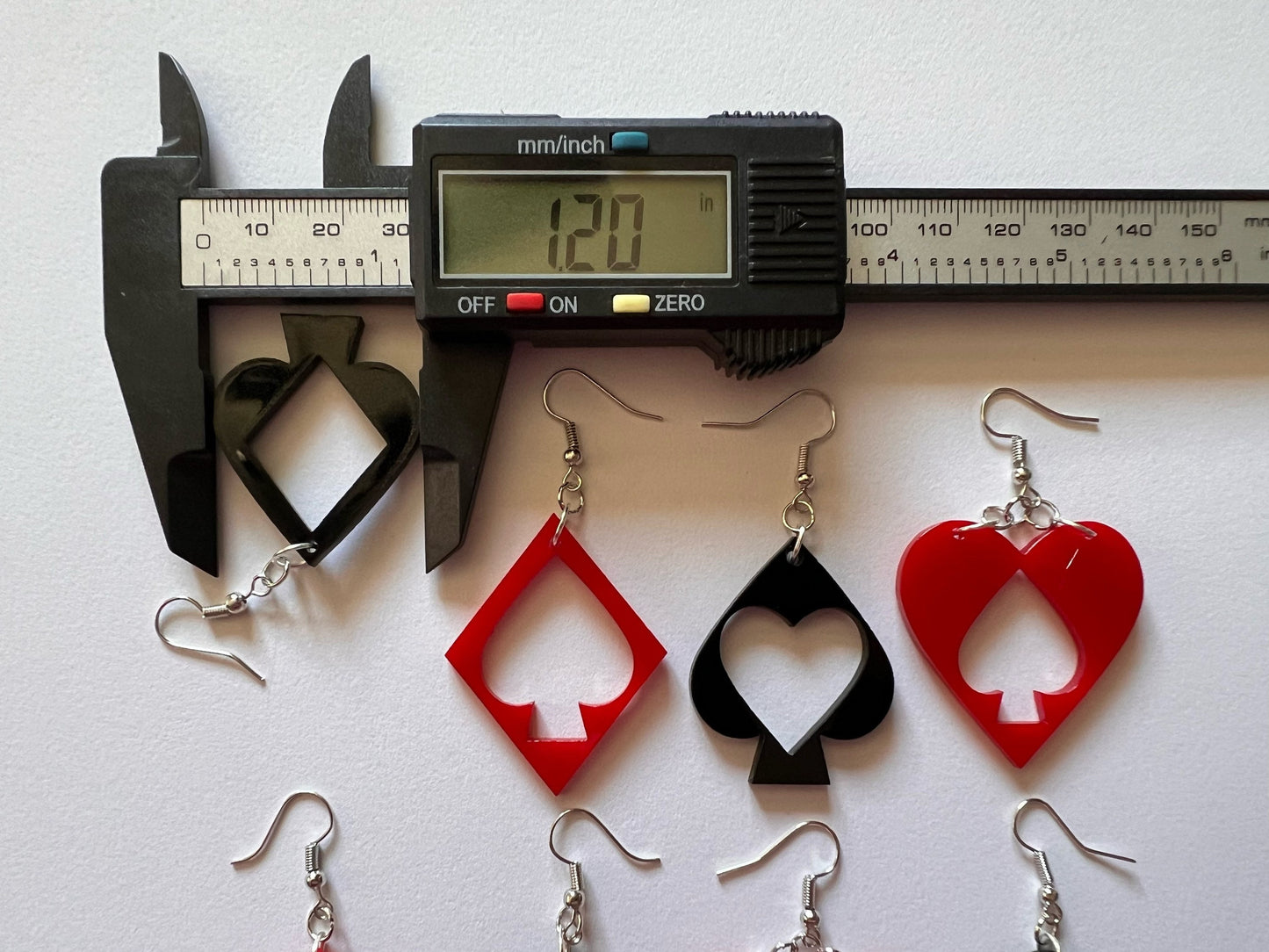 Playing Card Suit Earrings: Laser Cut Acrylic Heart, Diamond, Spades, Clubs, Game Night, Gamble, Poker, Casino, Best Gifts for Her/Him/Them