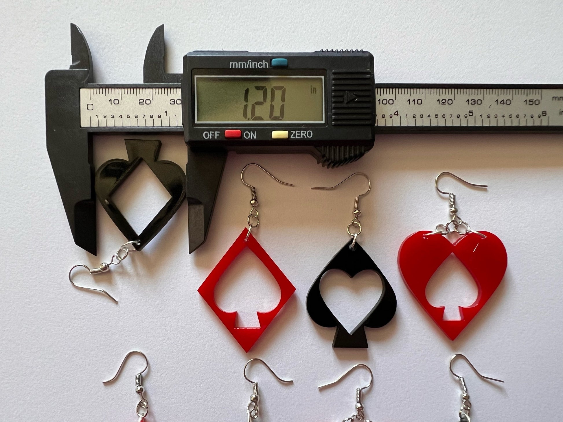 Playing Card Suit Earrings: Laser Cut Acrylic Heart, Diamond, Spades, Clubs, Game Night, Gamble, Poker, Casino, Best Gifts for Her/Him/Them
