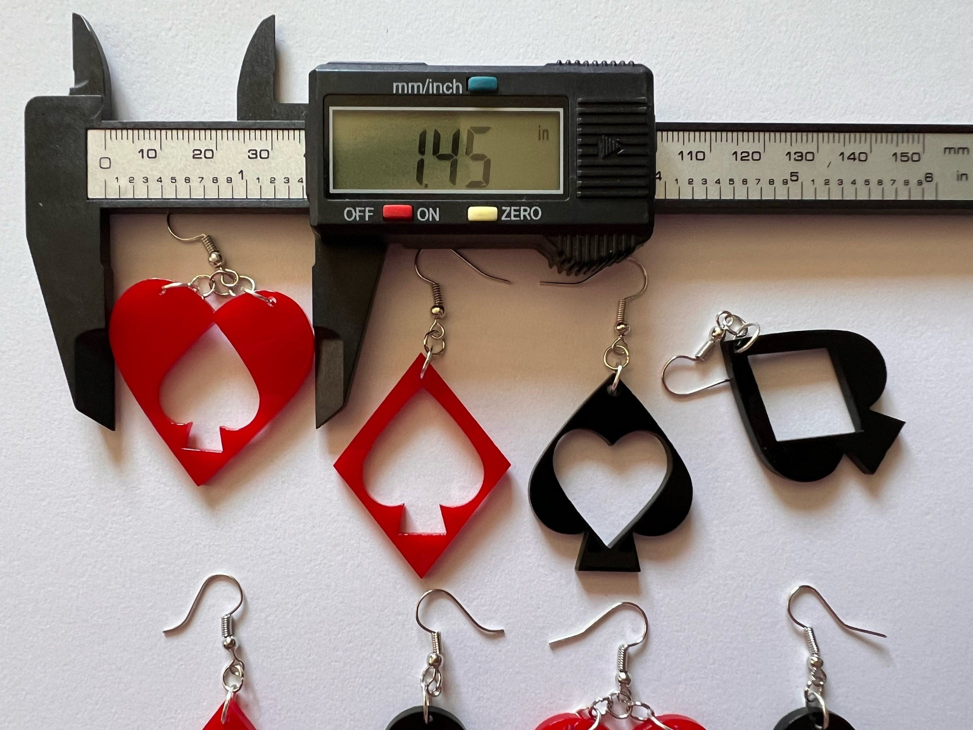 Playing Card Suit Earrings: Laser Cut Acrylic Heart, Diamond, Spades, Clubs, Game Night, Gamble, Poker, Casino, Best Gifts for Her/Him/Them