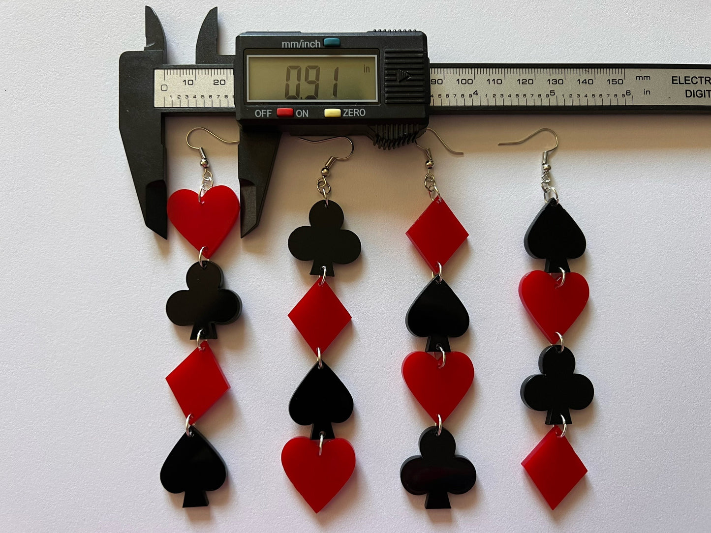 Playing Card Suit Earrings: Laser Cut Acrylic Heart, Diamond, Spades, Clubs, Game Night, Gamble, Poker, Casino, Best Gifts for Her/Him/Them