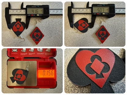 Playing Card Suit Earrings: Laser Cut Acrylic Heart, Diamond, Spades, Clubs, Game Night, Gamble, Poker, Casino, Best Gifts for Her/Him/Them