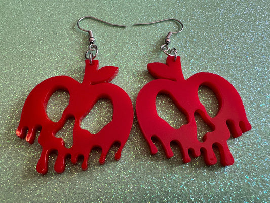 Poisoned Apple Earrings: Laser Cut Acrylic Apples, Spooky, Halloween, Toxic, Green Apples, Best Gifts for Her/Him/Them