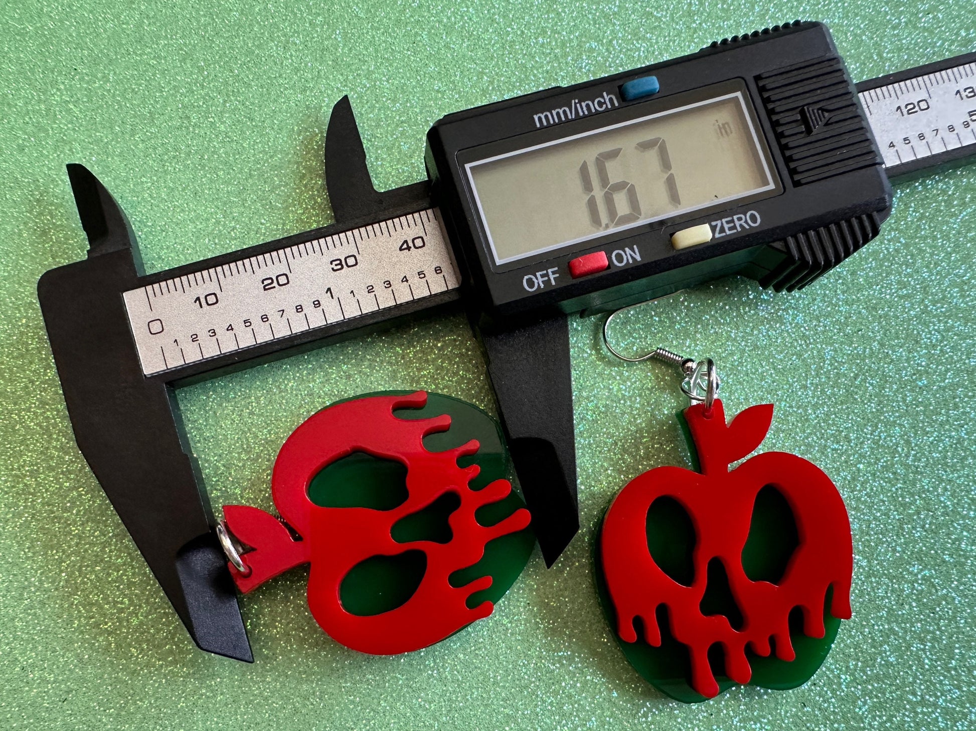 Poisoned Apple Earrings: Laser Cut Acrylic Apples, Spooky, Halloween, Toxic, Green Apples, Gifts for Her/Him/Them