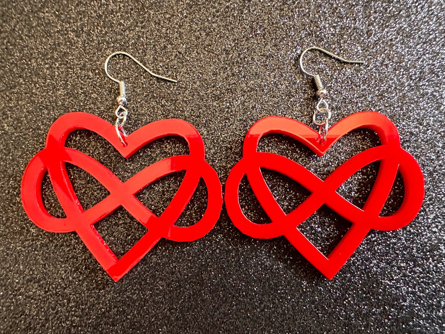 Polyamory Earrings: Laser Cut Acrylic Hearts with Infinity Signs, Love, Alternative Lifestyle, Marriage, Anniversary, Gifts for Her/Him/Them