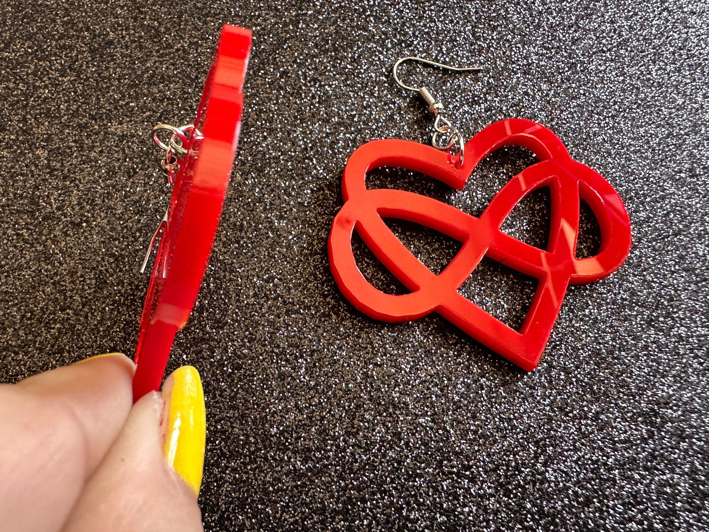 Polyamory Earrings: Laser Cut Acrylic Hearts with Infinity Signs, Love, Alternative Lifestyle, Marriage, Anniversary, Gifts for Her/Him/Them