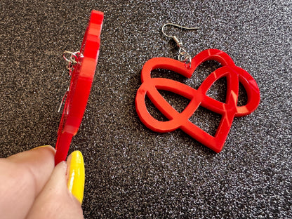 Polyamory Earrings: Laser Cut Acrylic Hearts with Infinity Signs, Love, Alternative Lifestyle, Marriage, Anniversary, Gifts for Her/Him/Them