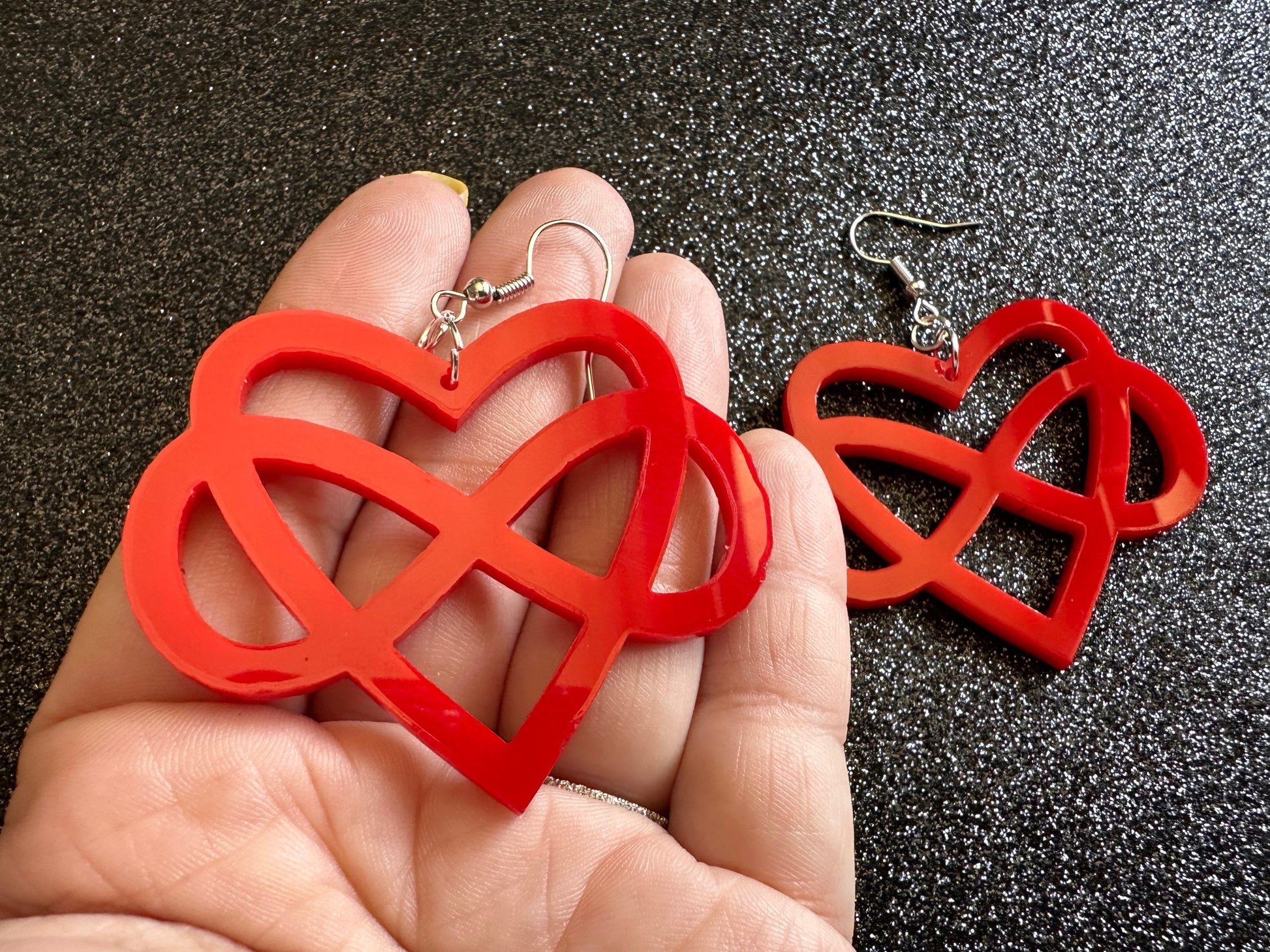 Polyamory Earrings: Laser Cut Acrylic Hearts with Infinity Signs, Love, Alternative Lifestyle, Marriage, Anniversary, Gifts for Her/Him/Them