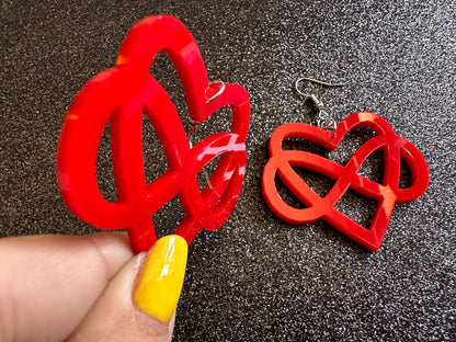 Polyamory Earrings: Laser Cut Acrylic Hearts with Infinity Signs, Love, Alternative Lifestyle, Marriage, Anniversary, Gifts for Her/Him/Them