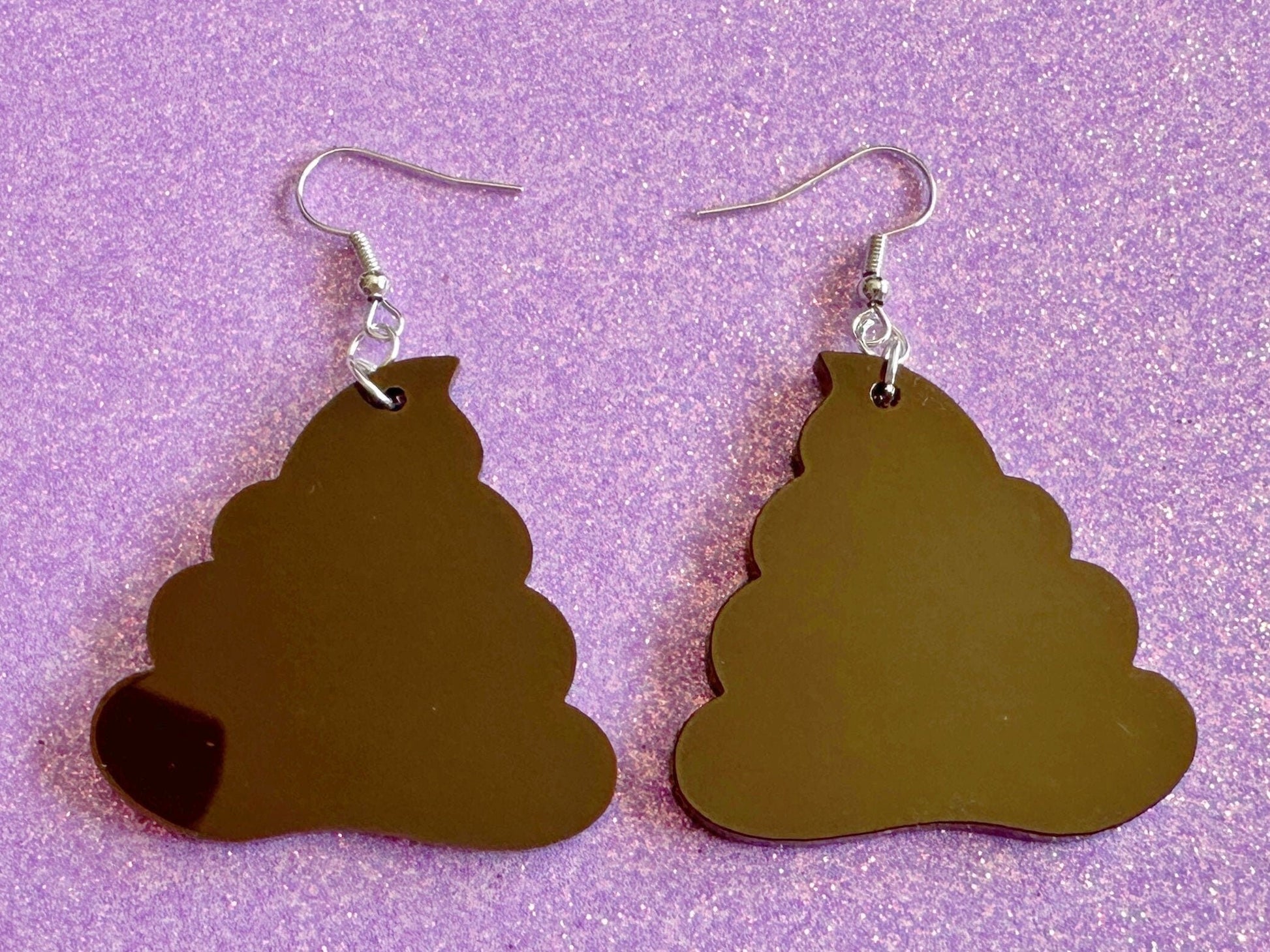 Poop Earrings: Dark Brown Laser Cut Acrylic Poops, Silly Brown Turds, Poop Emoji, Funny, Gag Gift, Best Gifts for Her/Him/Them