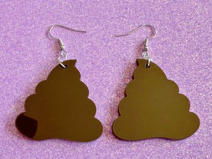 Poop Earrings: Dark Brown Laser Cut Acrylic Poops, Silly Brown Turds, Poop Emoji, Funny, Gag Gift, Best Gifts for Her/Him/Them