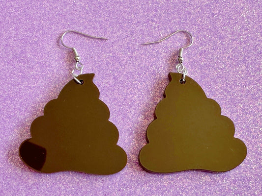 Poop Earrings: Dark Brown Laser Cut Acrylic Poops, Silly Brown Turds, Poop Emoji, Funny, Gag Gift, Best Gifts for Her/Him/Them