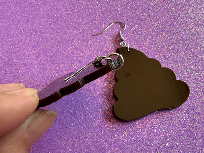 Poop Earrings: Dark Brown Laser Cut Acrylic Poops, Silly Brown Turds, Poop Emoji, Funny, Gag Gift, Best Gifts for Her/Him/Them
