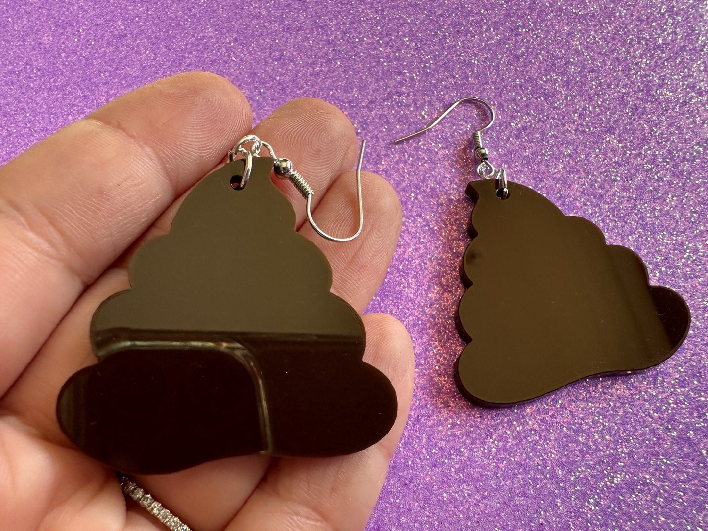 Poop Earrings: Dark Brown Laser Cut Acrylic Poops, Silly Brown Turds, Poop Emoji, Funny, Gag Gift, Best Gifts for Her/Him/Them