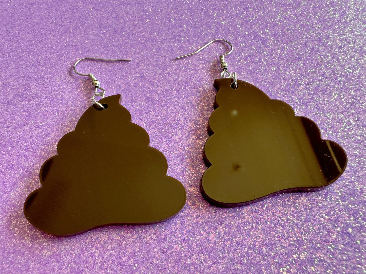 Poop Earrings: Dark Brown Laser Cut Acrylic Poops, Silly Brown Turds, Poop Emoji, Funny, Gag Gift, Best Gifts for Her/Him/Them